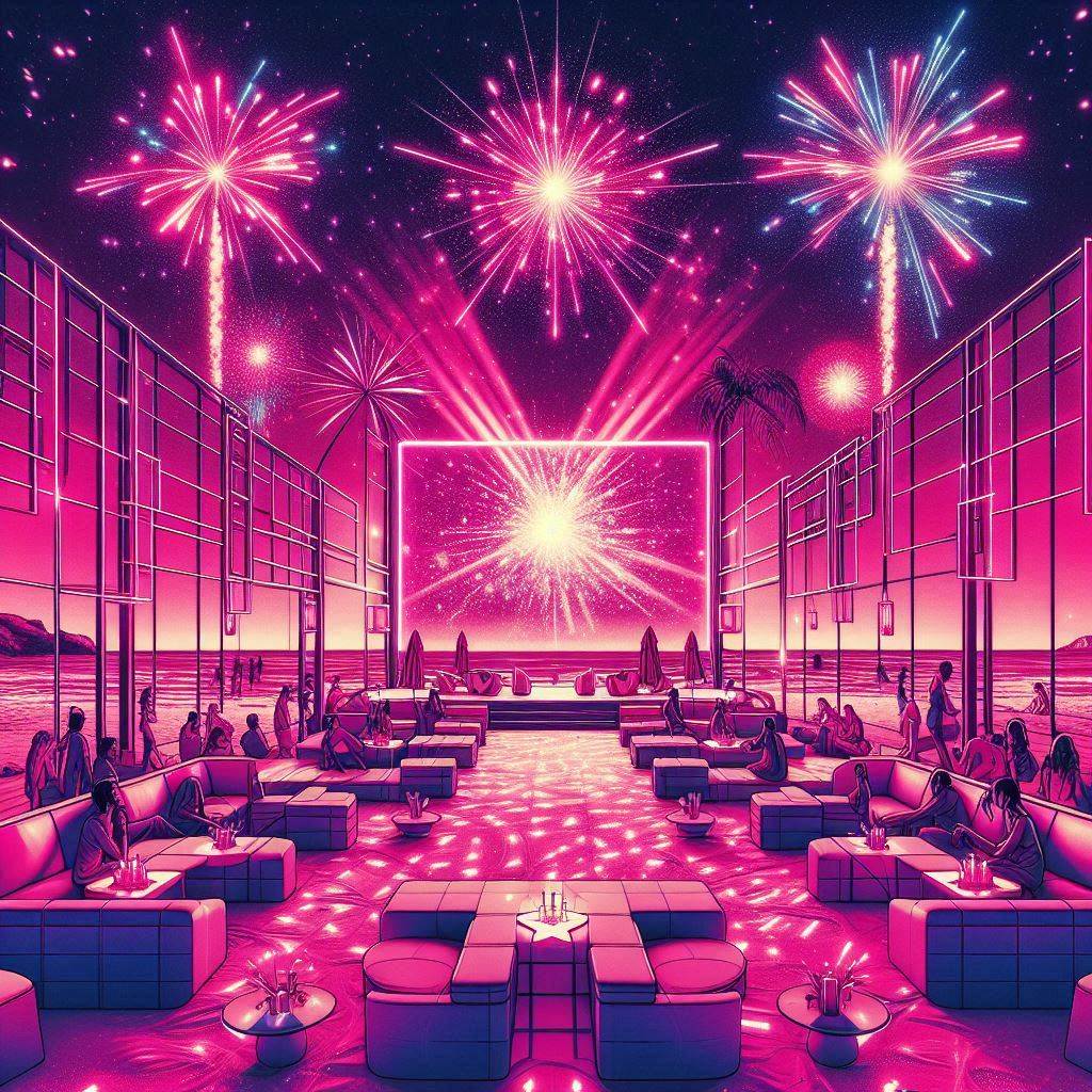 notte rosa in disco con fuochi